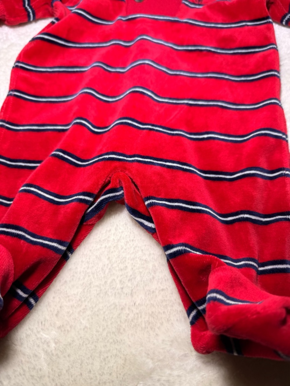 Ralph Lauren Baby Boy's Striped French Rib Coverall Red velour size NB - Picture 5 of 7